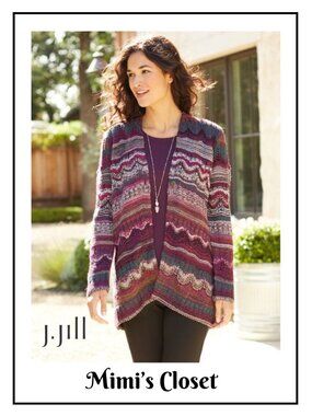 J.JILL Open Chunky Knit Cardi Slouchy Multi-Colored Sweater Size XL